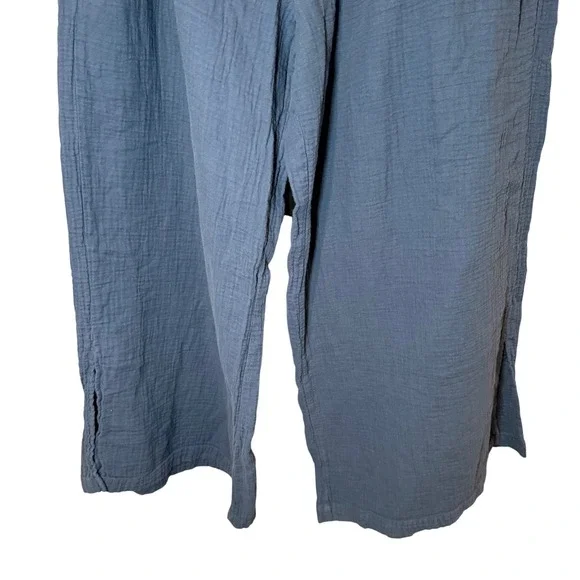 Pact Organic Coastal Double Gauze Split Hem Pants Blue Size XXL Lagenlook - Picture 4 of 11